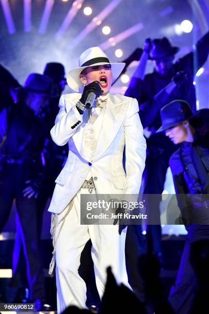 Jennifer Lopez performs onstage at the 2018 Billboard Music Awards at MGM Grand Garden Arena on May 20, 2018 in Las Vegas, Nevada.