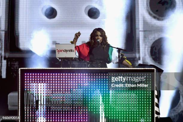 Spinderella performs onstage during the 2018 Billboard Music Awards at MGM Grand Garden Arena on May 20, 2018 in Las Vegas, Nevada.