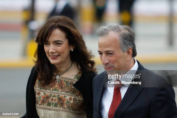 Jose Antonio Meade, presidential candidate of the Institutional Revolutionary Party , arrives with his wife Juana Cuevas for the second presidential...