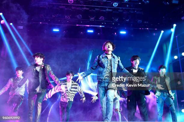 Musical group BTS performs onstage at the 2018 Billboard Music Awards at MGM Grand Garden Arena on May 20, 2018 in Las Vegas, Nevada.
