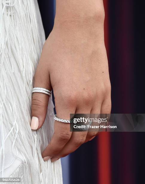 Recording artist Camila Cabello, jewelry detail, attends the 2018 Billboard Music Awards at MGM Grand Garden Arena on May 20, 2018 in Las Vegas,...