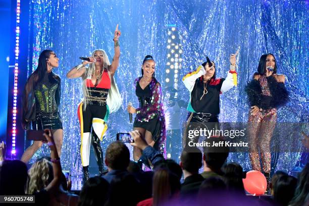 Musical groups Salt-N-Pepa and En Vogue perform onstage during the 2018 Billboard Music Awards at MGM Grand Garden Arena on May 20, 2018 in Las...