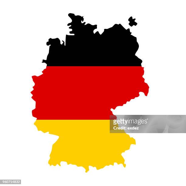 deutschland-flagge karte - deutschlandkarte stock-grafiken, -clipart, -cartoons und -symbole
