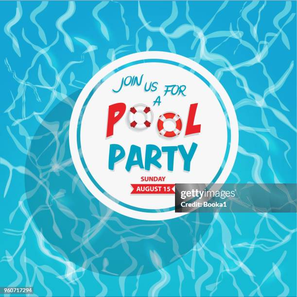 ilustraciones, imágenes clip art, dibujos animados e iconos de stock de invitación fiesta de piscina - fiesta de piscina