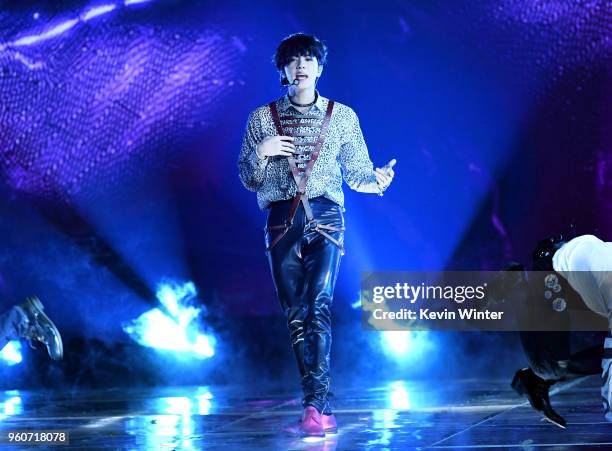 Music group BTS performs onstage during the 2018 Billboard Music Awards at MGM Grand Garden Arena on May 20, 2018 in Las Vegas, Nevada.