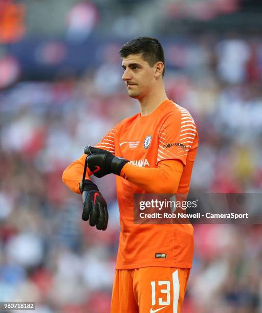 Chelsea's Thibaut Courtois during the Emirates FA Cup Final match between Chelsea and Manchester United at Wembley Stadium on May 19, 2018 in London,...