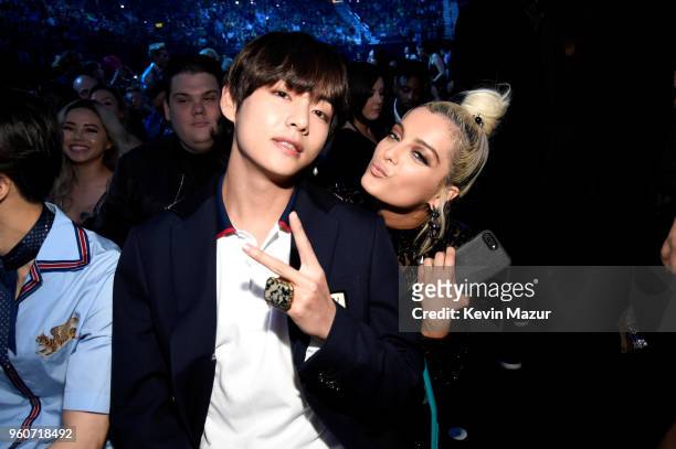 Member of musical group BTS and Bebe Rexha attend the 2018 Billboard Music Awards at MGM Grand Garden Arena on May 20, 2018 in Las Vegas, Nevada.