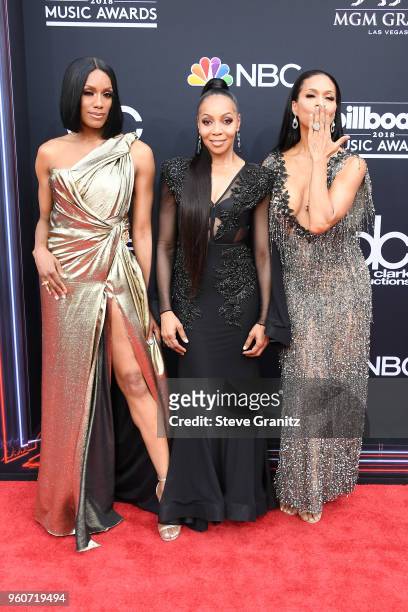 Recording artists Rhona Bennett, Terry Ellis, and Cindy Herron of musical group En Vogue attend the 2018 Billboard Music Awards at MGM Grand Garden...