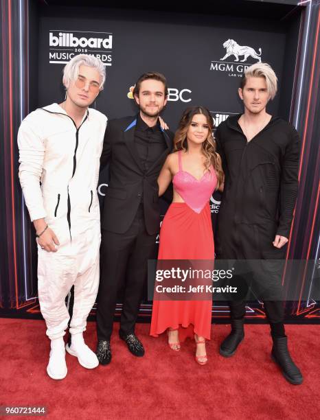 Recording artists Michael Trewartha of musical group Grey, Zedd, Maren Morris, and Kyle Trewartha of musical group Grey attend the 2018 Billboard...