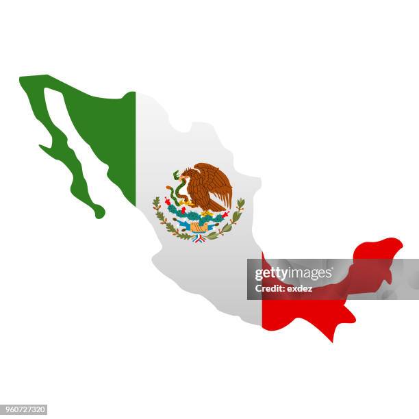 ilustrações de stock, clip art, desenhos animados e ícones de mexico flag in map - méxico bandeira