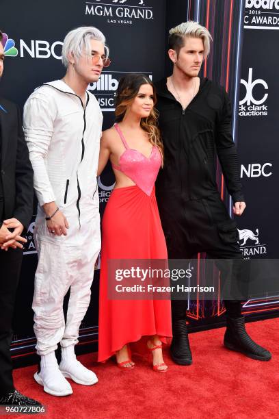 Recording artists Michael Trewartha of musical group Grey, Maren Morris, and Kyle Trewartha of musical group Grey attend the 2018 Billboard Music...