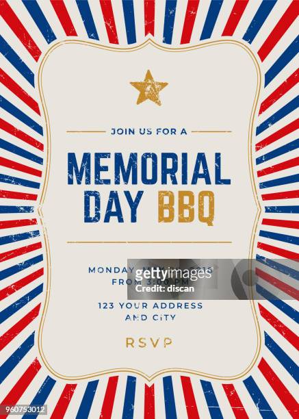 memorial day special party invitation template - independence stock illustrations