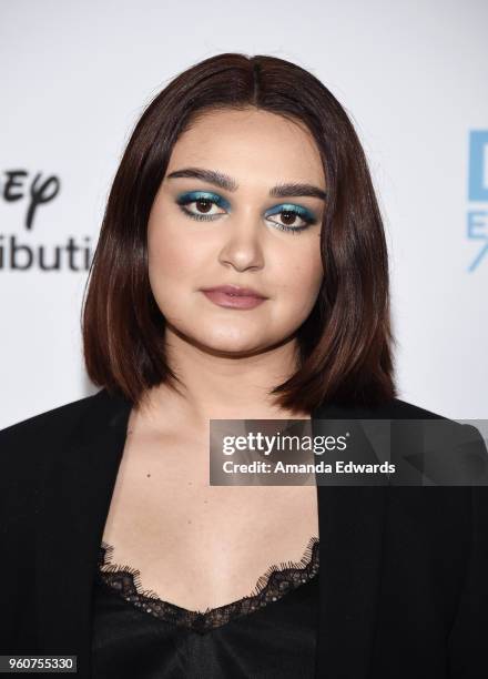 Actress Ariela Barer arrives at the Disney/ABC International Upfronts at the Walt Disney Studio Lot on May 20, 2018 in Burbank, California.