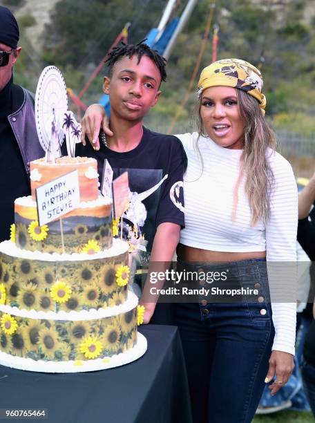 Mandla Morris and Kai Millard onstage at MANDAFEST Mandla Morris' 13th Birthday Celebration on May 20, 2018 in Calabasas, California.