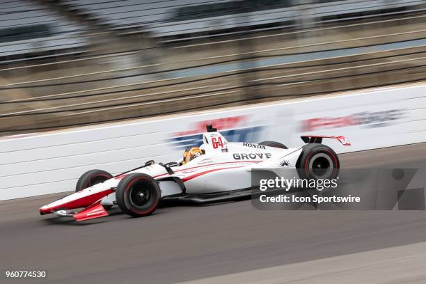 Oriol Servia, driver of the Scuderia Corsa w/ RLLR Honda, heads into turn 1 while practicing during Indianapolis 500 pole day on May 20 at the...