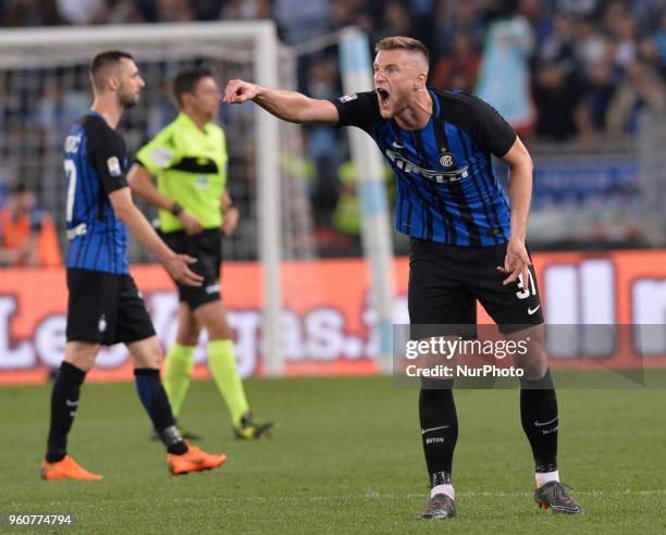 Milan Skriniar during the Italian Serie A football match between S.S. Lazio and F.C. Inter at the Olympic Stadium in Rome, on may 20, 2018.