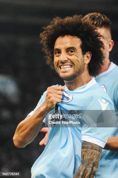 Felipe Anderson celebrate goal during serie A between SS Lazio v FC Internazionale in Rome, on May 20, 2018.