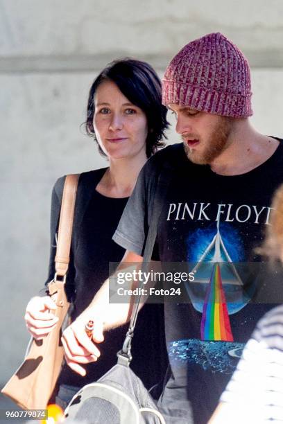 Murder accused Henri van Breda is seen with his girlfriend Danielle Janse van Rensburg at the Cape Town International Airport on May 15, 2018 in Cape...