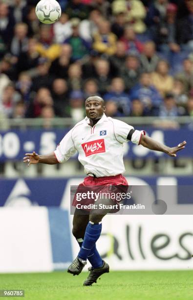 Anthony Yeboah of Hamburg in action during the German Bundesliga match against Borussia Monchengladbach played at the Volksparkstadion, in Hamburg,...