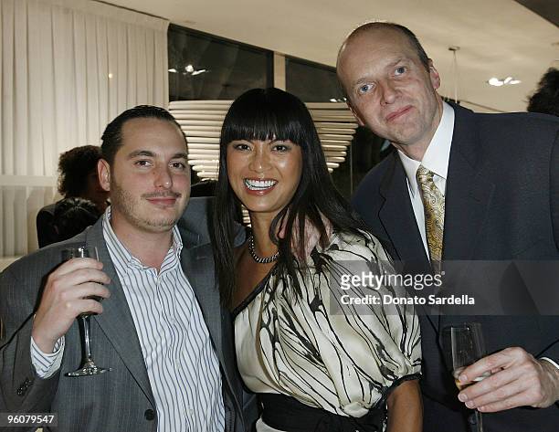 Eli Klein, Kim Martindale and Mary Ta, Founder and Owner of Minotti Los Angeles attend Minotti Los Angeles And LA Art Show Present Young Collectors...