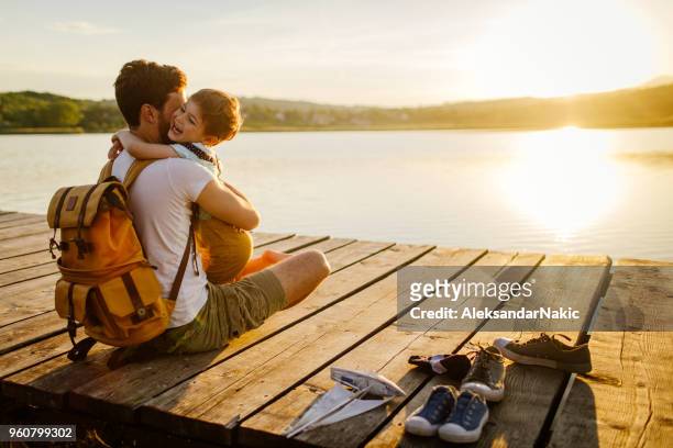 bonding with my son - lake stock pictures, royalty-free photos & images