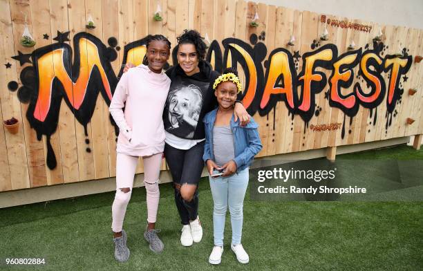 Izela Arenas, TV personality Laura Govan and Hamiley Arenas attend MANDAFEST Mandla Morris' 13th Birthday Celebration on May 20, 2018 in Calabasas,...
