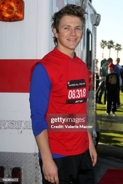 Actor Charlie Bewley attends the Youth Run for Haiti benefitting The American Red Cross on January 23, 2010 in Santa Monica, California.