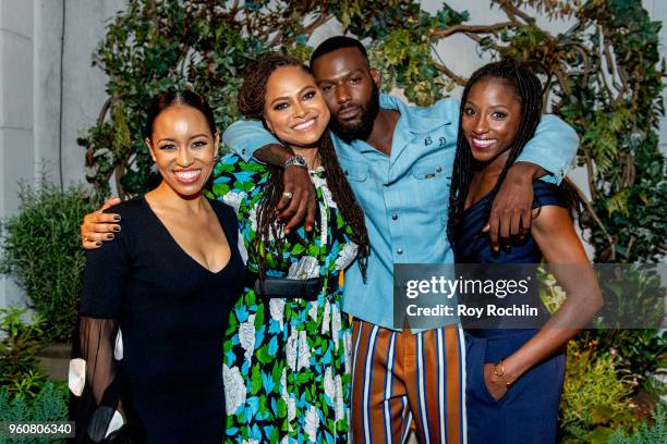 Dawn-Lyen Gardner, Ava DuVernay, Kofi Siriboe and Rutina Wesley attend The Cinema Society with OWN host the 'Queen Sugar' garden cocktail party at...