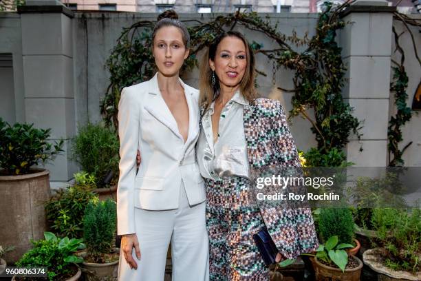 Anna Cleveland and Pat Cleveland attend The Cinema Society with OWN host the 'Queen Sugar' garden cocktail party at Laduree Soho on May 20, 2018 in...