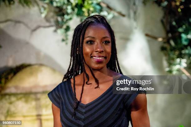 Rutina Wesley attends The Cinema Society with OWN host the 'Queen Sugar' garden cocktail party at Laduree Soho on May 20, 2018 in New York City.