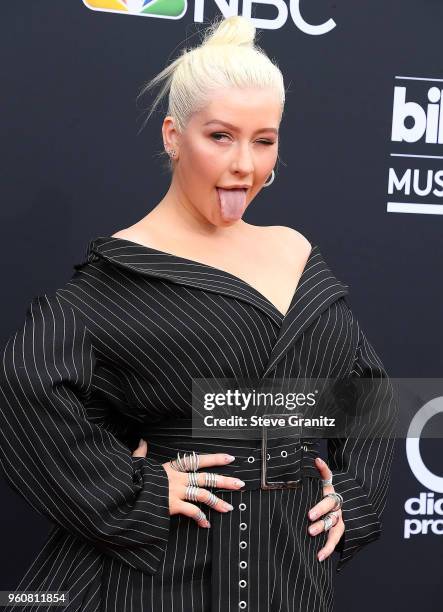 Christina Aguilera arrives at the 2018 Billboard Music Awards at MGM Grand Garden Arena on May 20, 2018 in Las Vegas, Nevada.