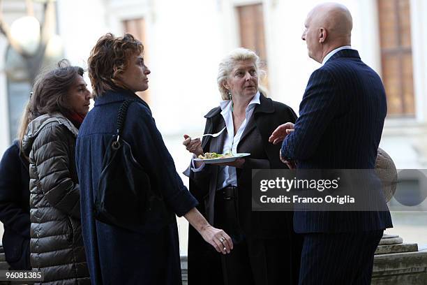 Margherita Agnelli attends an opening of the 'Tumulti' exhibition for artist Beatrice Caracciolo at the French Academy of Villa Medici on January 23,...