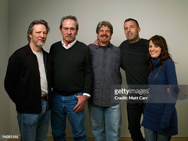 Actors Chris Cooper, Tommy Lee Jones, director John Wells, actor Ben Affleck and actress Rosemarie DeWitt pose for a portrait during the 2010...