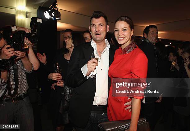 Designer Michael Michalsky and actress Jessica Schwarz attend the after show party to the Michalsky Style Night during the Mercedes-Benz Fashion Week...