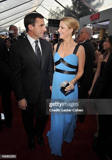 Actor Steve Carell and Nancy Carell arrive to the TNT/TBS broadcast of the 16th Annual Screen Actors Guild Awards held at the Shrine Auditorium on...