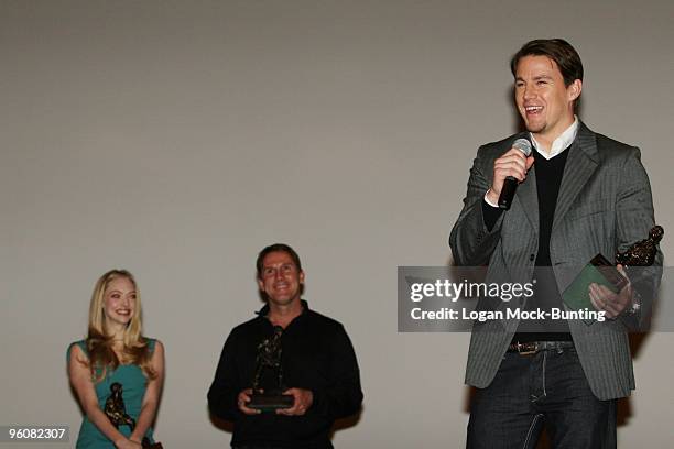 Amanda Seyfried, Nicholas Sparks and Channing Tatum attend the "Dear John" Fort Bragg Premiere at Fort Bragg's York Theater on January 23, 2010 in...