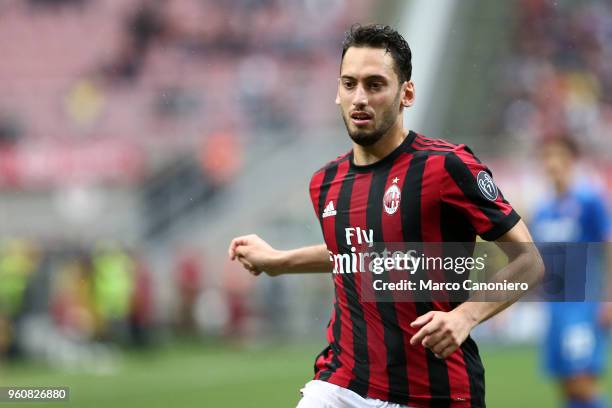 Hakan Calhanoglu of Ac Milan during the Serie A football match between AC Milan and Acf Fiorentina . Ac Milan wins 5-1 over Acf Fiorentina.