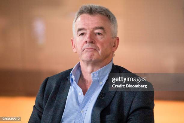 Michael O'Leary, chief executive officer of Ryanair Holdings Plc, pauses during a Bloomberg Television interview in London, U.K., on Monday, May 21,...