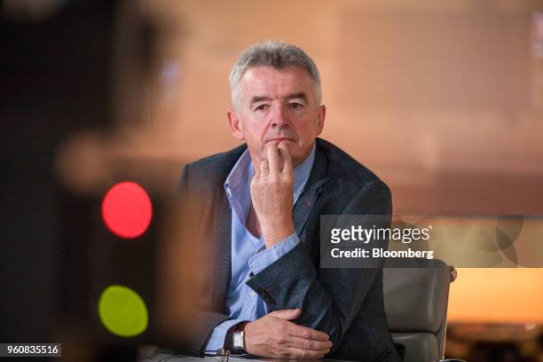 Michael O'Leary, chief executive officer of Ryanair Holdings Plc, pauses during a Bloomberg Television interview in London, U.K., on Monday, May 21,...