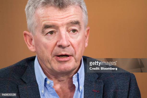 Michael O'Leary, chief executive officer of Ryanair Holdings Plc, speaks during a Bloomberg Television interview in London, U.K., on Monday, May 21,...