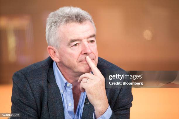 Michael O'Leary, chief executive officer of Ryanair Holdings Plc, pauses during a Bloomberg Television interview in London, U.K., on Monday, May 21,...