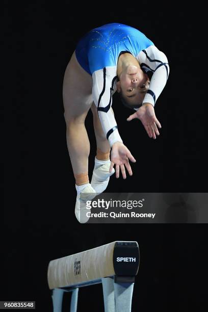 Paige Pfeiffer of New South Wales competes on the Beam during the 2018 Australian Gymnastics Championships at Hisense Arena on May 21, 2018 in...