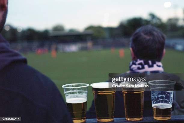 Dulwich Hamlet V Leiston during the Bostik Premier League semi final play off at DHFC temporary ground at Imperial Fields on 3rd May 2018 in Mitcham,...