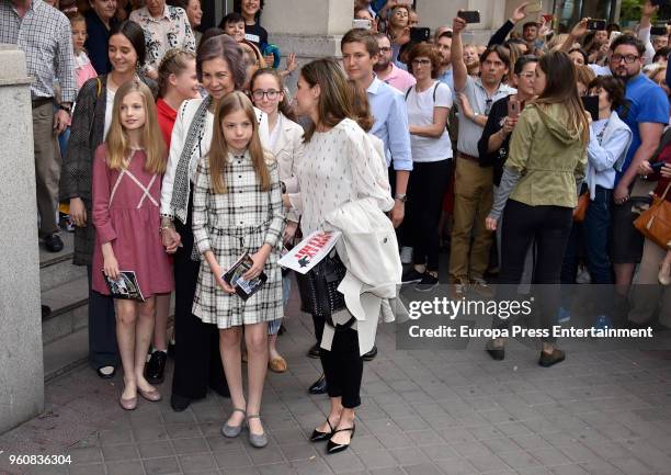 Queen Sofia , Queen Letizia of Spain , Princess Leonor of Spain , Princess Sofia of Spain , Irene Urdangarin and Victoria Federica de Marichalar...