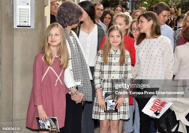 Queen Sofia , Queen Letizia of Spain , Princess Leonor of Spain , Princess Sofia of Spain , Irene Urdangarin and Victoria Federica de Marichalar...