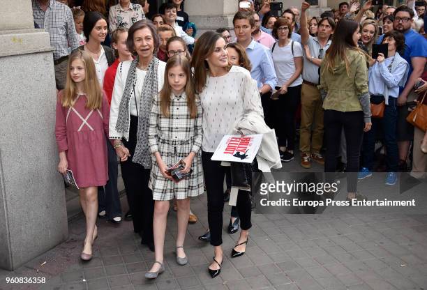 Queen Sofia , Queen Letizia of Spain , Princess Leonor of Spain , Princess Sofia of Spain , Irene Urdangarin , Victoria Federica de Marichalar leave...