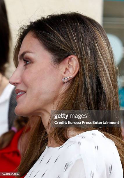 Queen Letizia of Spain is seen after going to see the 'Billy Elliot' theatre play on May 19, 2018 in Madrid, Spain.