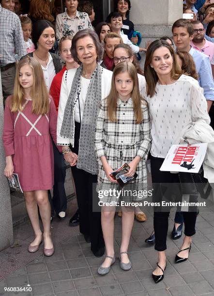 Queen Sofia , Queen Letizia of Spain , Princess Leonor of Spain , Princess Sofia of Spain , Irene Urdangarin , Victoria Federica de Marichalar leave...