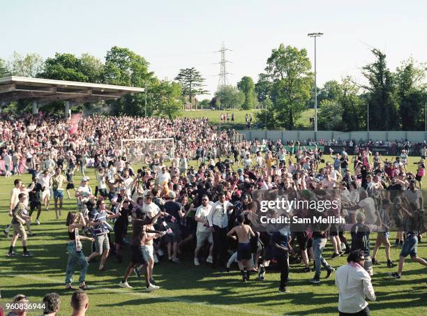 Dulwich Hamlet FC win promotion after a 4-3 penalty shootout against Hendon FC during the Bostik Premier League play off final on 7th May 2018 at...