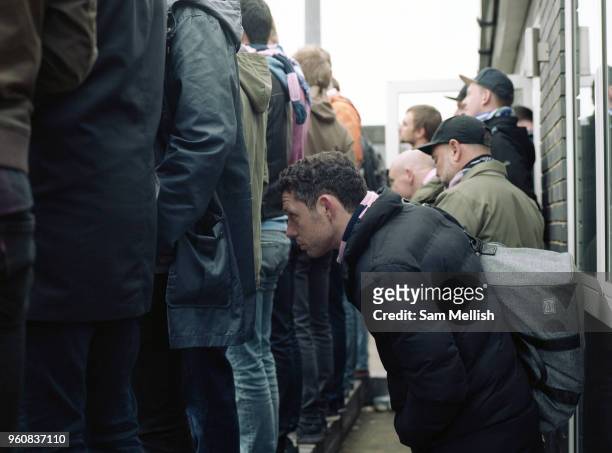 Dulwich Hamlet FC V Margate for the last game of the season at DHFC temporary ground at Imperial Fields on 28th April 2018 in Mitcham, South London...